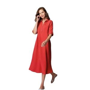 J. Jill cotton gauze one pocket shirt dress persimmon color women’s small NWT